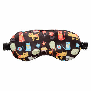 Eye Mask - Satin - Cat Print - Dilly's Collections -  Hair Beauty and Lifestyle Products Australia