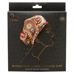 Retro Print Shower Cap - Microfibre Lined - Standard Size - Dilly's Collections - Hair Beauty and Lifestyle Products Australia