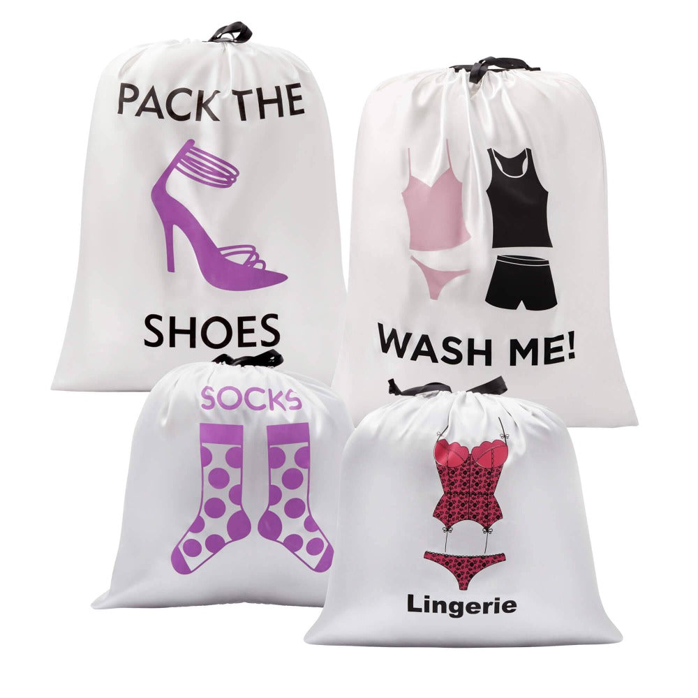 Vacation Essentials - 4 Chic Travel Satin String Bags - Dilly's Collections -  Hair Beauty and Lifestyle Products Australia