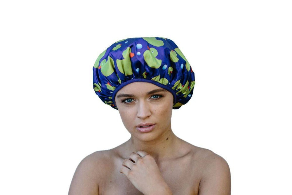 Duck Print Shower Cap - Microfibre Lined - Small to Medium Size  - Dilly's Collections - Hair Beauty and Lifestyle Products Australia