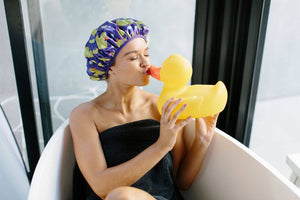 Duck Print Shower Cap - Microfibre Lined - Small to Medium Size - Dilly's Collections - Hair Beauty and Lifestyle Products Australia