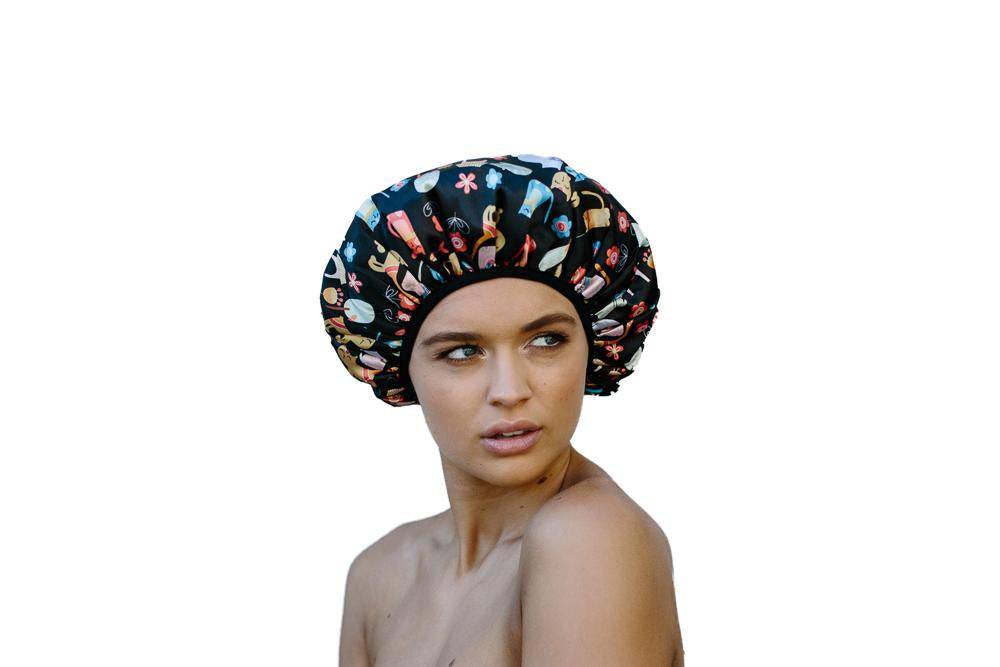 Cat Print Shower Cap - Microfibre - Small to Medium- Dilly's Collections - Hair Beauty and Lifestyle Products Australia