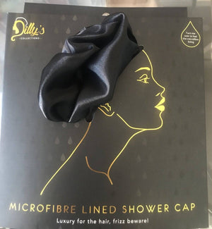 Black Shower Cap - Small to Medium - Microfibre Lined - Dilly's Collections - Hair Beauty and Lifestyle Products Australia