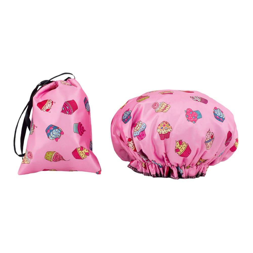 Every Day Shower Cap & Drawstring Bag - Cupcake Print - Dilly's Collections - Hair Beauty and Lifestyle Products Australia