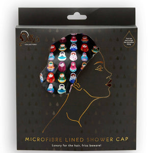 Babushka Print Shower Cap - Microfibre Lined - Standard Size - Dilly's Collections - Hair Beauty and Lifestyle Products Australia