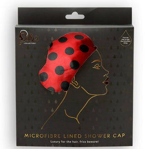Shower Cap - Microfibre Lined - Ladybug Print - Standard Size - Dilly's Collections - Hair Beauty and Lifestyle Products Australia