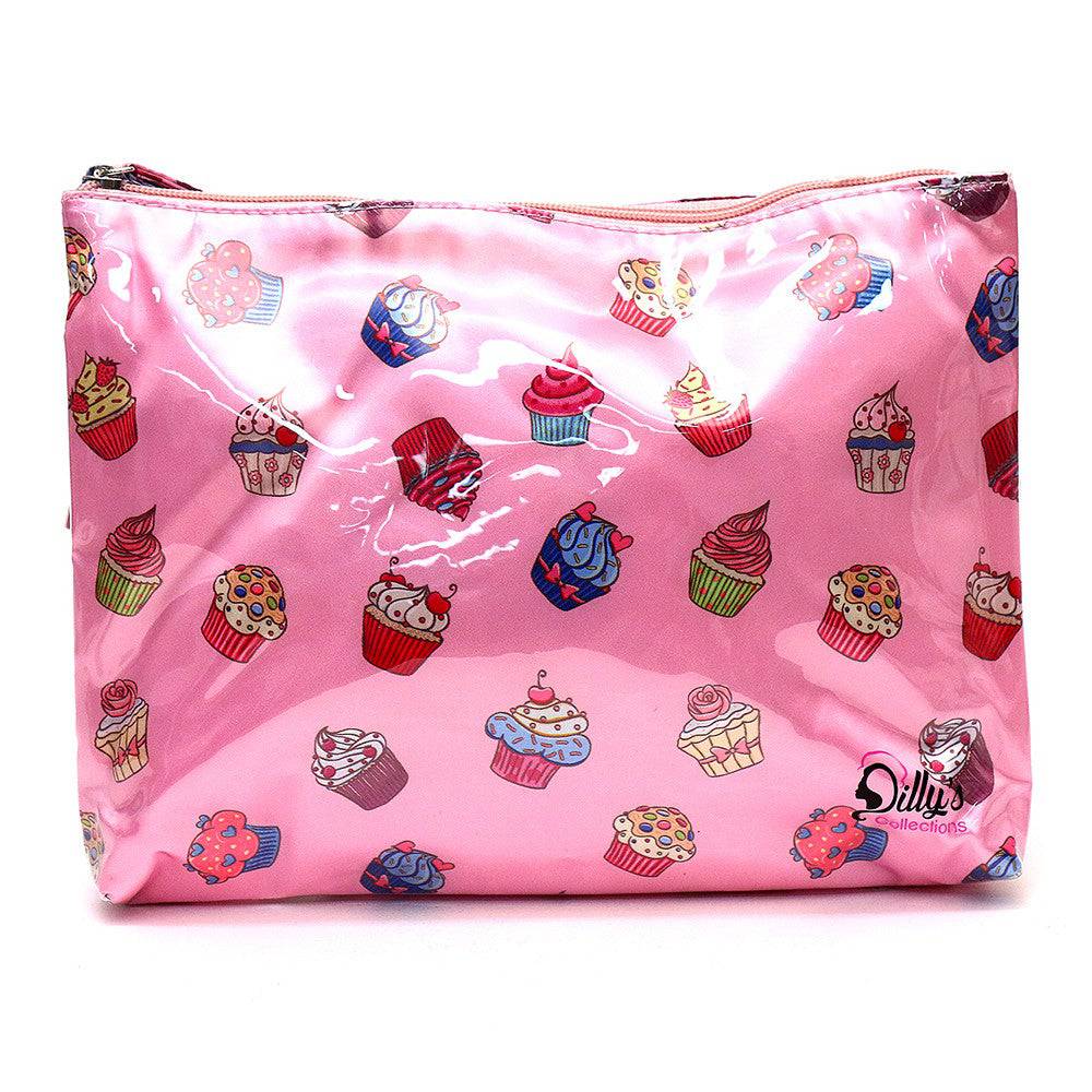 Cosmetic Toiletries Bag Cupcakes Print  - Medium - Dilly's Collections -  Hair Beauty and Lifestyle Products Australia