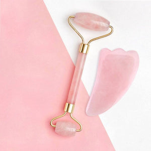 Facial  Roller and Gua Sha Set - Rose Quartz - 3-in-1 - Dilly's Collections -  Hair Beauty and Lifestyle Products Australia