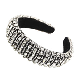 Headband - Black Velvet Padded - Art Deco Style Rhinestones - Dilly's Collections -  Hair Beauty and Lifestyle Products Australia
