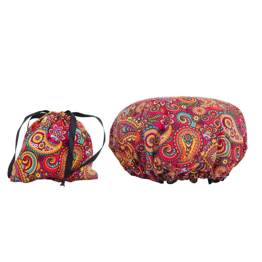 Every Day Shower Cap & Drawstring Bag -  Retro Print - Dilly's Collections - Hair Beauty and Lifestyle Products Australia