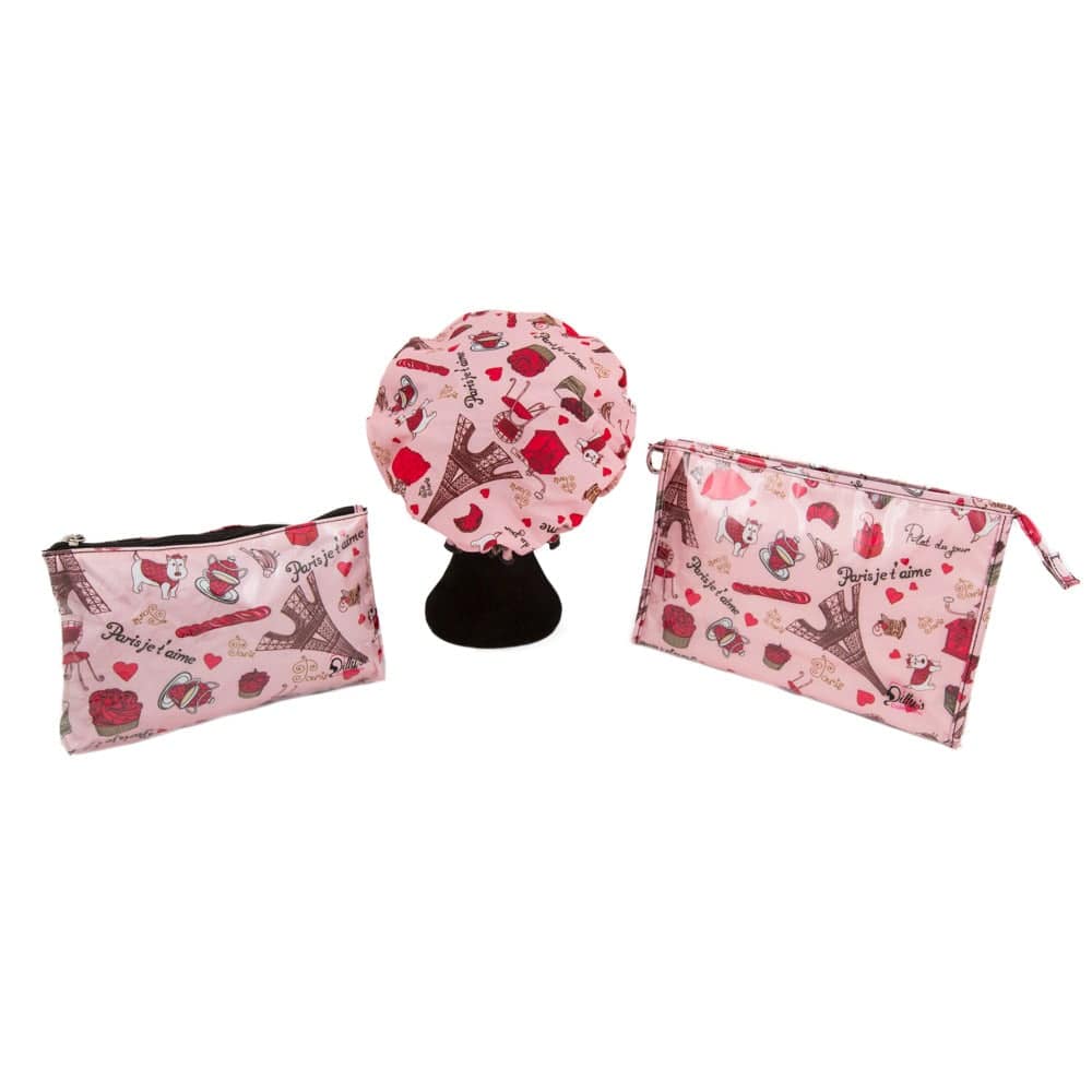 Shower Cap and Cosmetic Bags - Paris Je'Taime - Dilly's Collections -  Hair Beauty and Lifestyle Products Australia