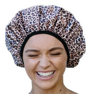 Leopard Print Shower Cap - Microfibre Lined - Dilly's Collections -  Hair Beauty and Lifestyle Products Australia