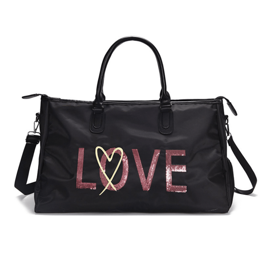 Duffle Bag with Shoe Storage - Black 'Love' - Dilly's Collections -  Hair Beauty and Lifestyle Products Australia