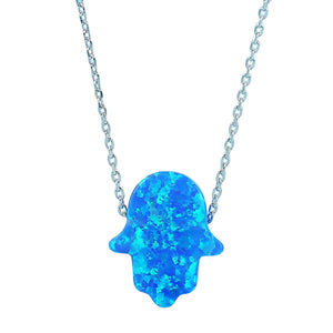 Opal Hamsa Charm 925 Sterling Silver Necklace - Dilly's Collections - Hair Beauty and Lifestyle Products Australia
