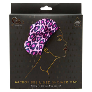 Pink Leopard Shower Cap - Microfibre Lined - Standard Size- Dilly's Collections - Hair Beauty and Lifestyle Products Australia