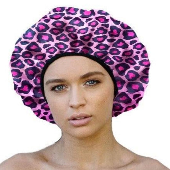 Pink Leopard Shower Cap - Microfibre lined - Extra Large - Dilly's Collections -  Hair Beauty and Lifestyle Products Australia