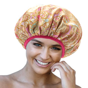 Leaf Print Shower Cap - Microfibre Lined - Extra Large - Dilly's Collections -  Hair Beauty and Lifestyle Products Australia