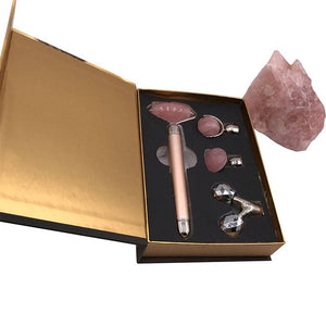 Facial Roller - Rose Quartz - 4 in 1 Vibrating - Battery - Dilly's Collections -  Hair Beauty and Lifestyle Products Australia