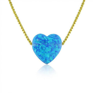 Blue Opal Heart Charm Necklace - Stunning and Unique Statement Piece - Dilly's Collections -  Hair Beauty and Lifestyle Products Australia