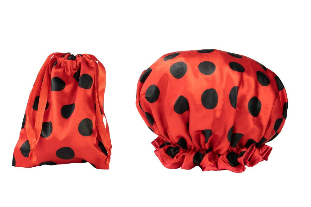 Every Day Shower Cap & Drawstring Bag - Lady Bug Print - Dilly's Collections - Hair Body and Lifestyle Products Australia
