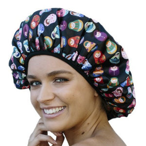 Babushka Print Shower Cap - Microfibre Lined - Standard Size - Dilly's Collections -  Hair Beauty and Lifestyle Products Australia