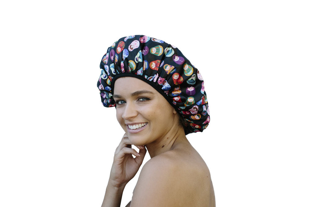 Babushka Print Shower Cap - Small to Medium - Microfibre Lined - Dilly's Collections -  Hair Beauty and Lifestyle Products Australia