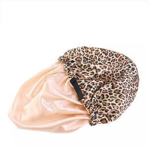 Sleeping Cap - Leopard Print Satin - Reversible - Dilly's Collections - Hair Beauty and Lifestyle Products Australia