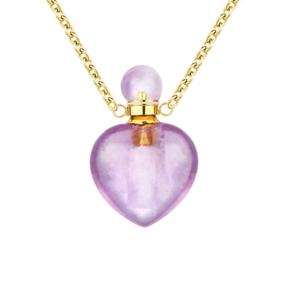 Purple Quartz Essential Oil Bottle Necklace - Dilly's Collections - Hair Beauty and Lifestyle Products Australia
