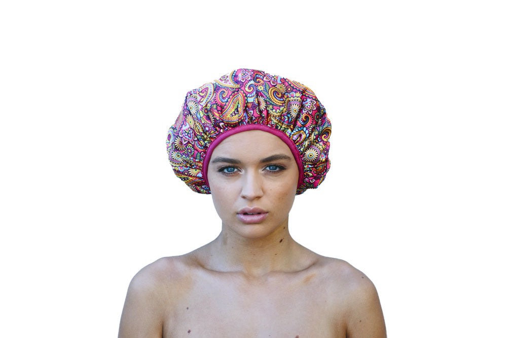Retro Print Shower Cap  - Small to Medium - Microfibre Lined - Dilly's Collections -  Hair Beauty and Lifestyle Products Australia