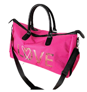 Duffle Bag with Shoe Storage - Hot Pink - 'Love' - Dilly's Collections - Hair Beauty and Lifestyle Products Australia