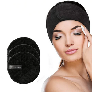 Bathroom Beauty Gift Set - Black - Microfibre Headband and Makeup Removers- Dillys Collections - Hair Beauty and Lifestyle Products Australia