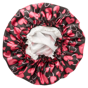 Sleeping Cap - Satin - Pink Hearts - Dilly's Collections - Hair Beauty and Lifestyle Products Australia