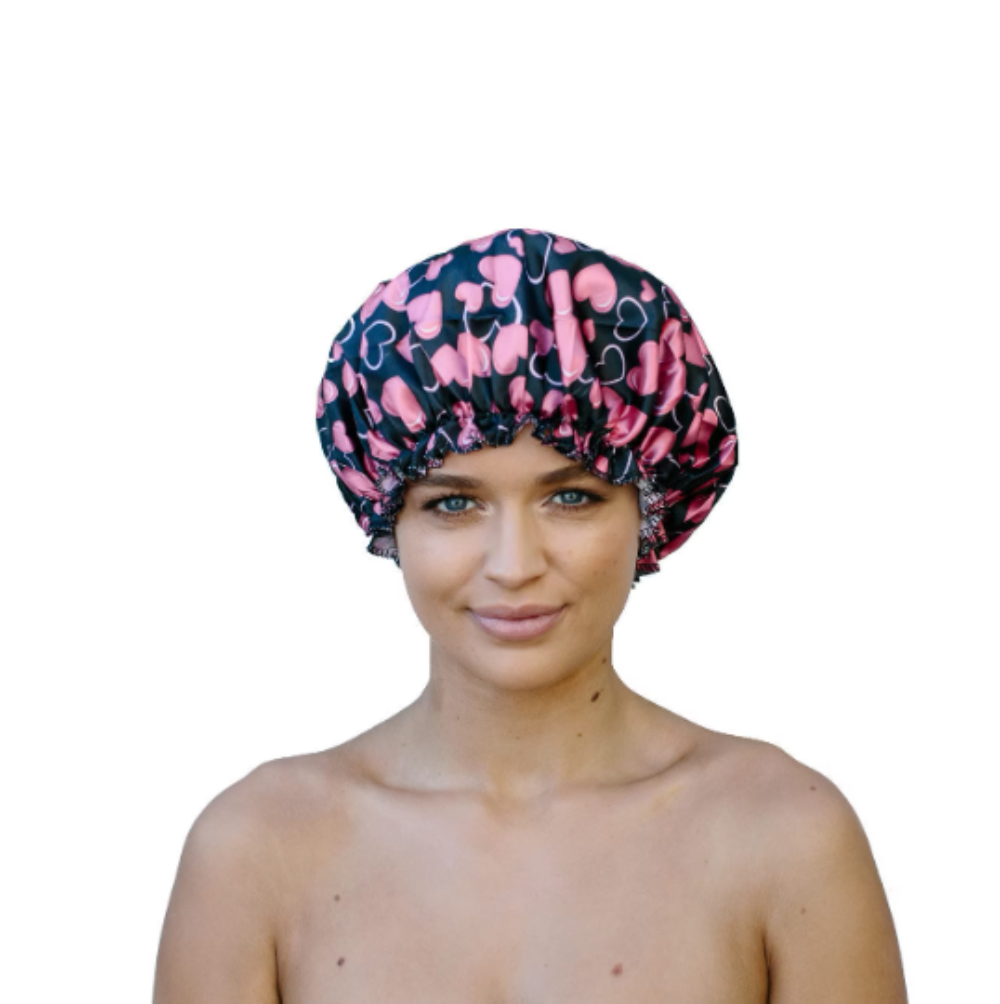 Sleeping Cap - Satin - Pink Hearts - Dilly's Collections - Hair Beauty and Lifestyle Products Australia
