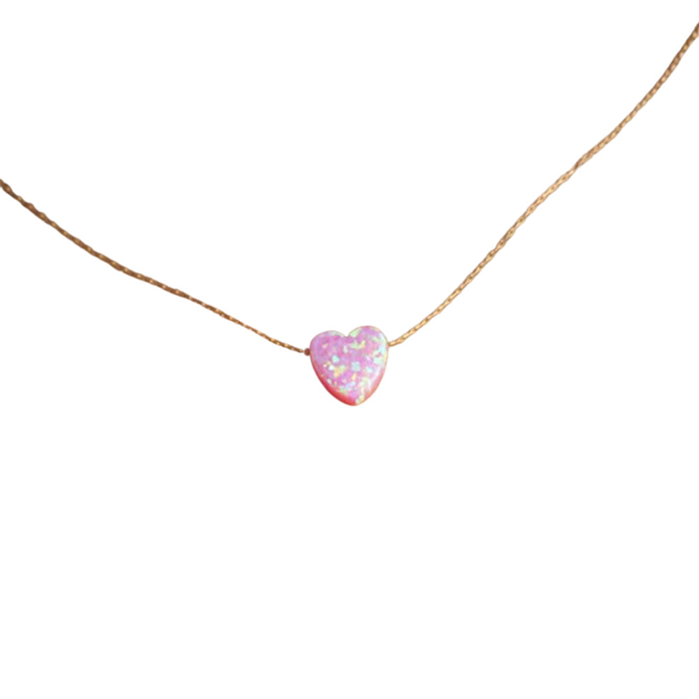 Pink Opal Heart Charm Necklace - Dilly's Collections - Hair Beauty and Lifestyle Products Australia
