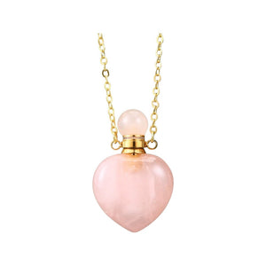 Rose Quartz Essential Oil Bottle Necklace - Dilly's Collections - Hair Beauty and Lifestyle Products Australia