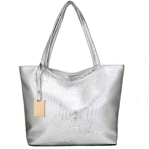 Tote Bag - Silver Vegan Leather - Dilly's Collections - Hair Beauty and Lifestyle Products Australia
